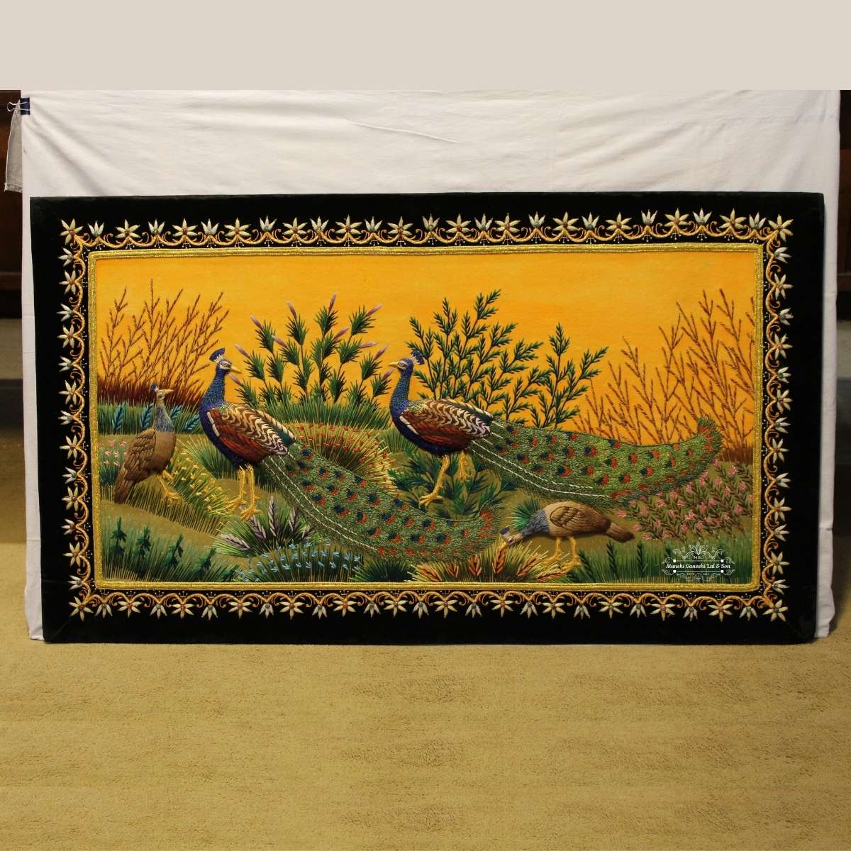 Peacock Family Embroidery Art Work