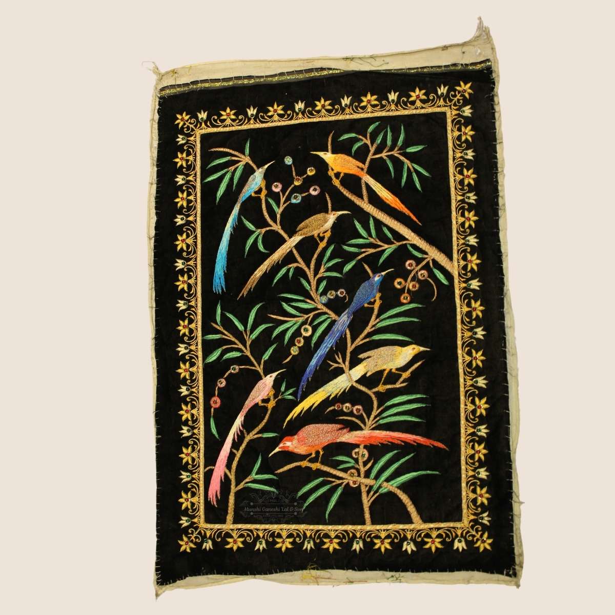 Hand Embroidered Birds Design Art Work