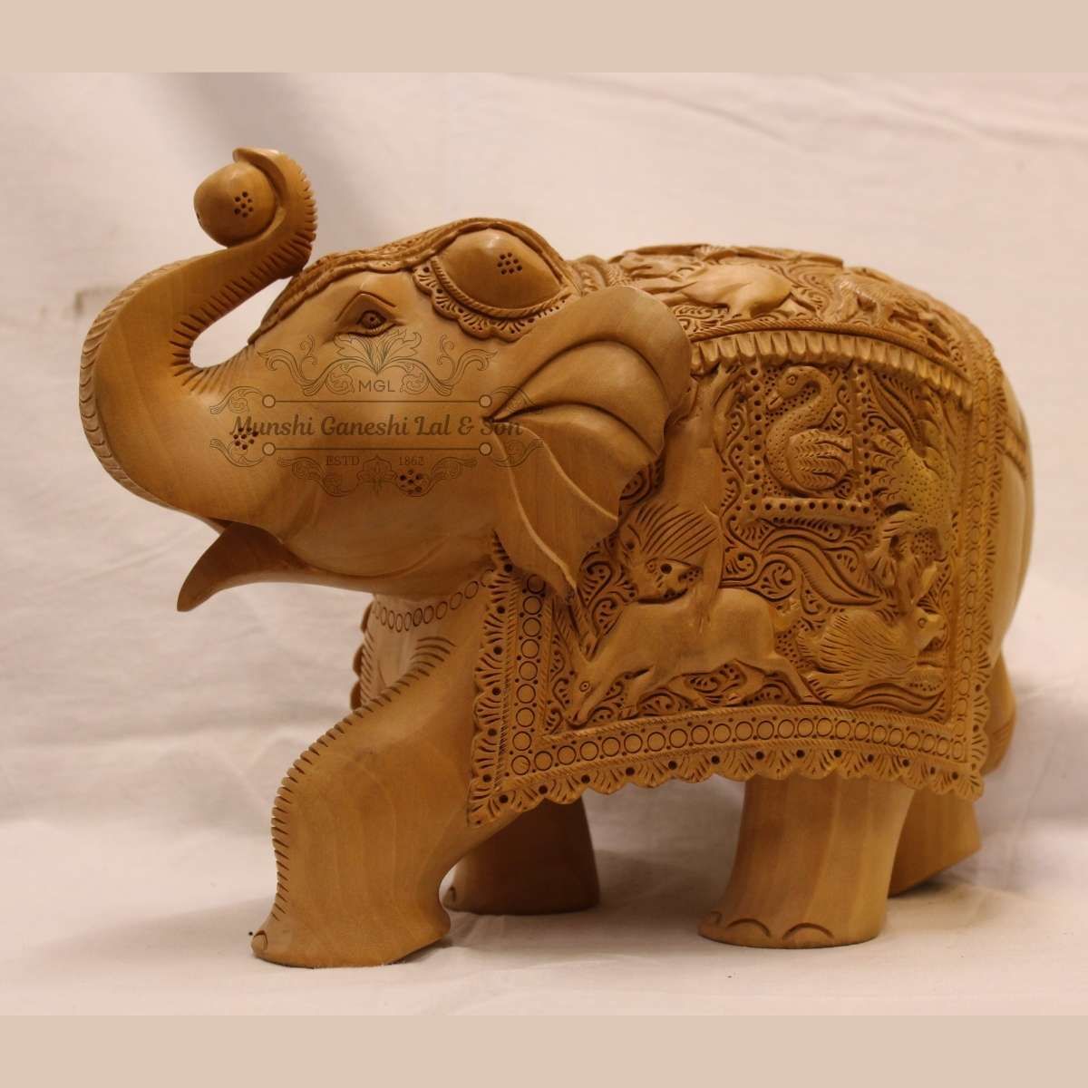 Handmade Wooden Carved Elephant
