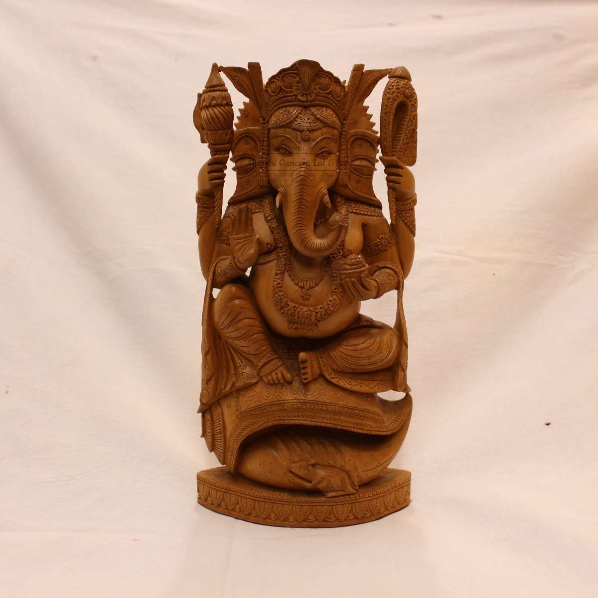 Wooden Sitting Ganesha on Shank