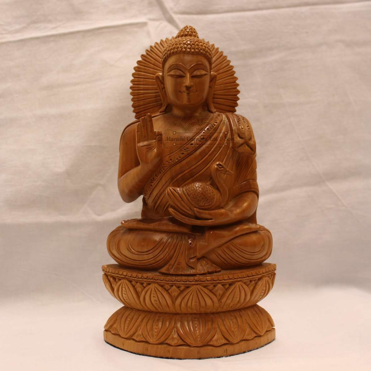 Wooden Blessing Posed Buddha Idol