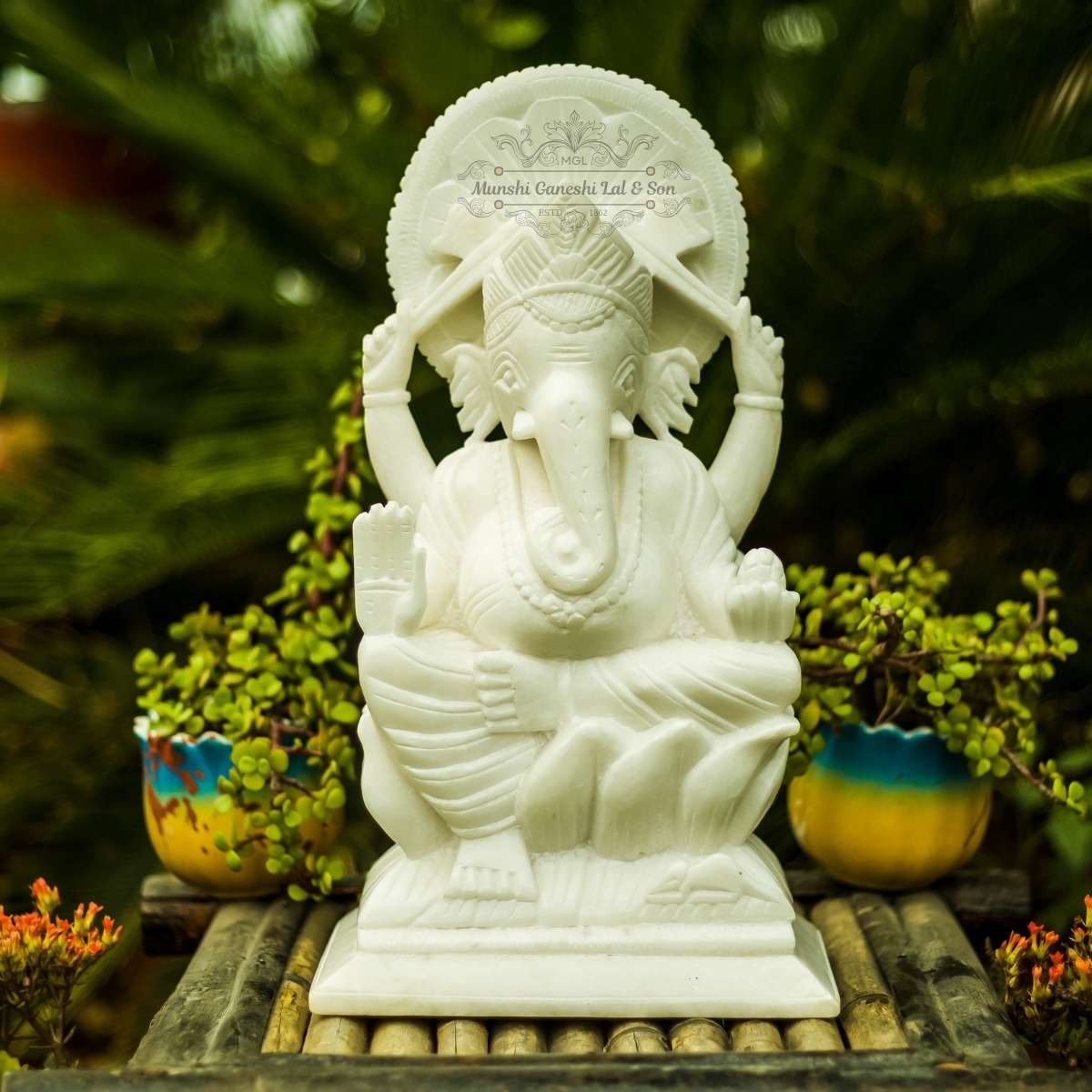 Lord Ganesha Statue White Marble