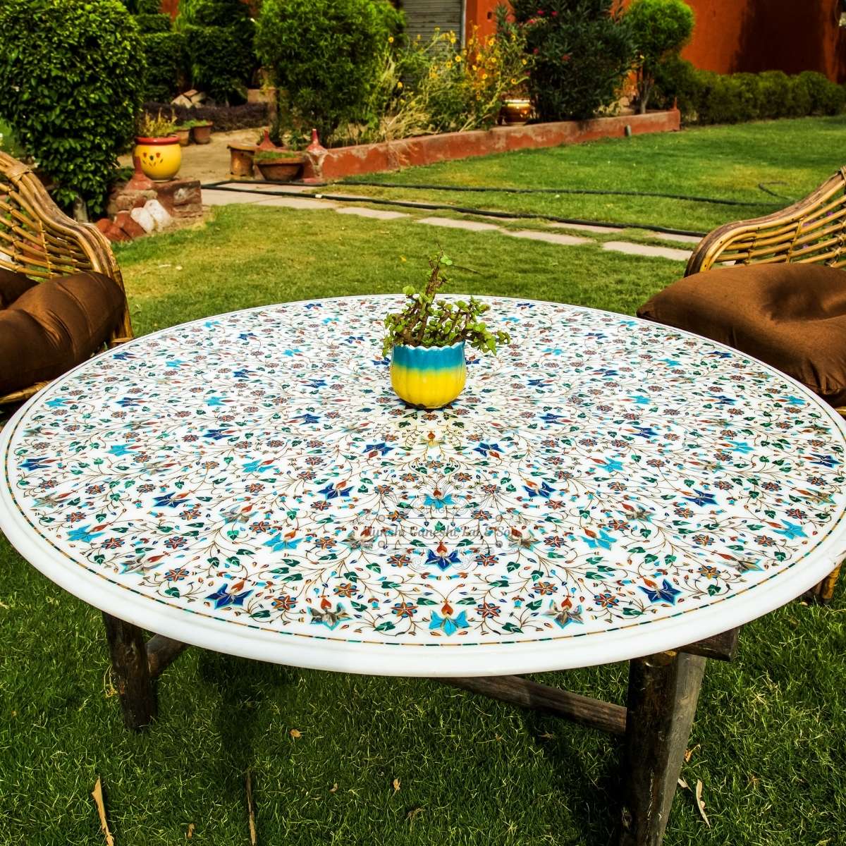 Marble Inlay Dining Table Top