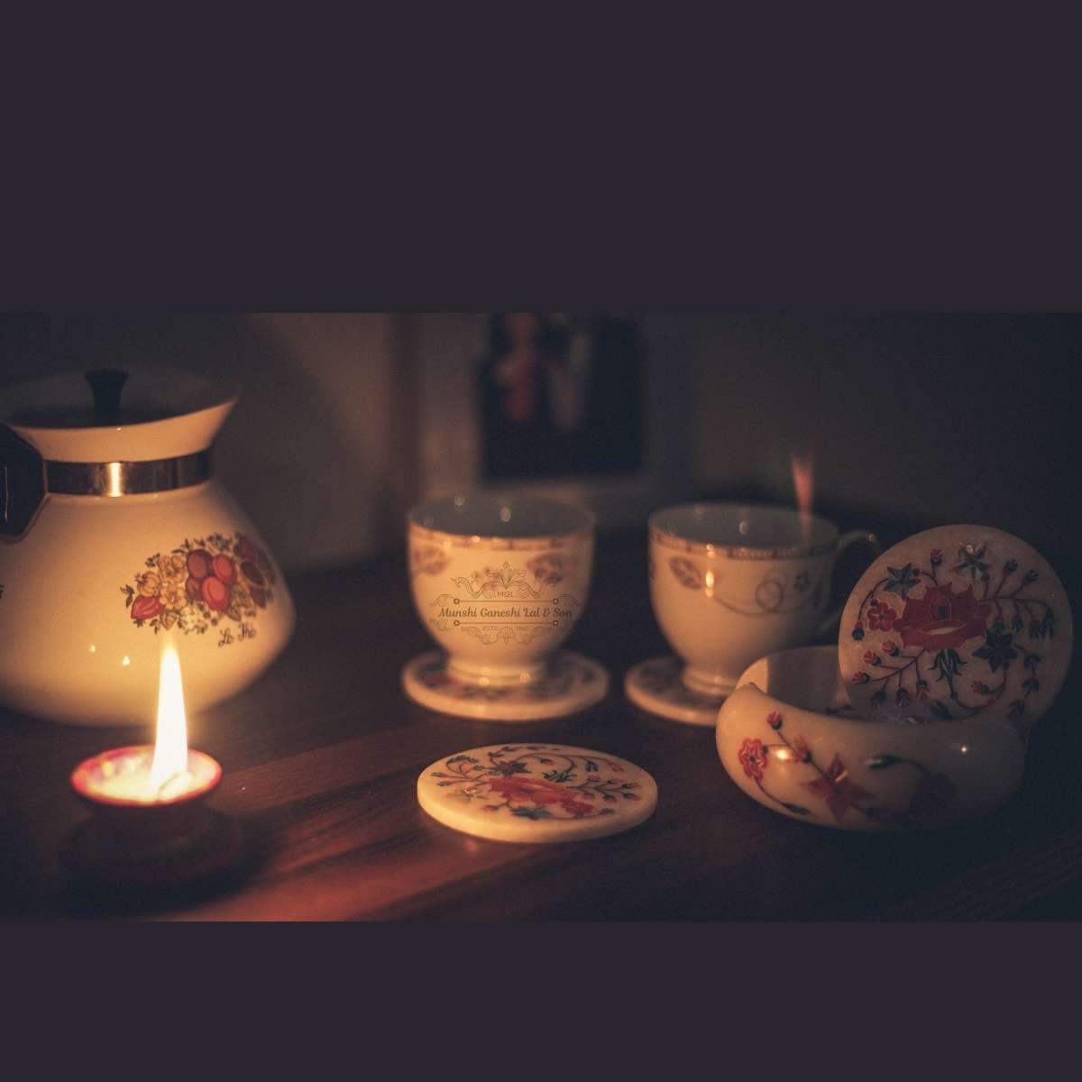 Marble White Tea Set